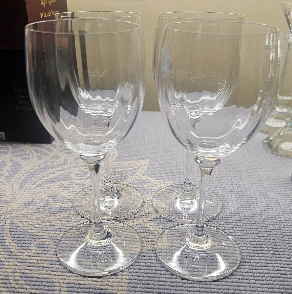 Four Baccarat Montaigne Optic 5.75" Crystal Wine Glass Signed More Available ML